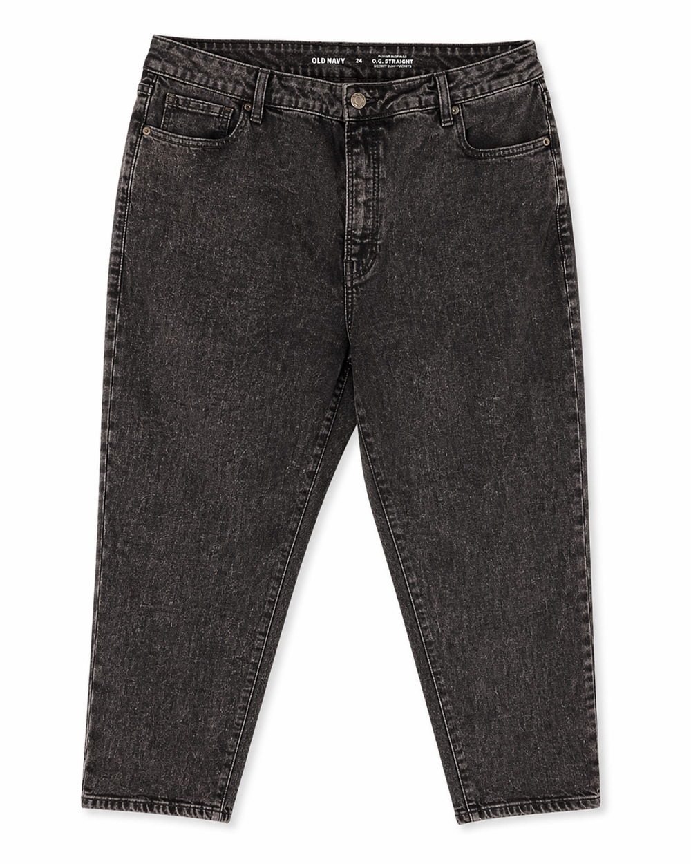 Old Navy OG Straight Jeans Womens 24 High Rise Black Wash Stretch Denim Button